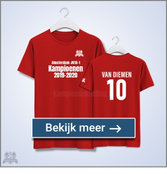 Kampioensshirt twee zijden bedrukt plus logo | Kampioenskleding.nl