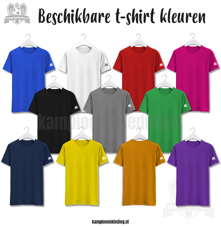 Assortiment kleuren kampioensshirts